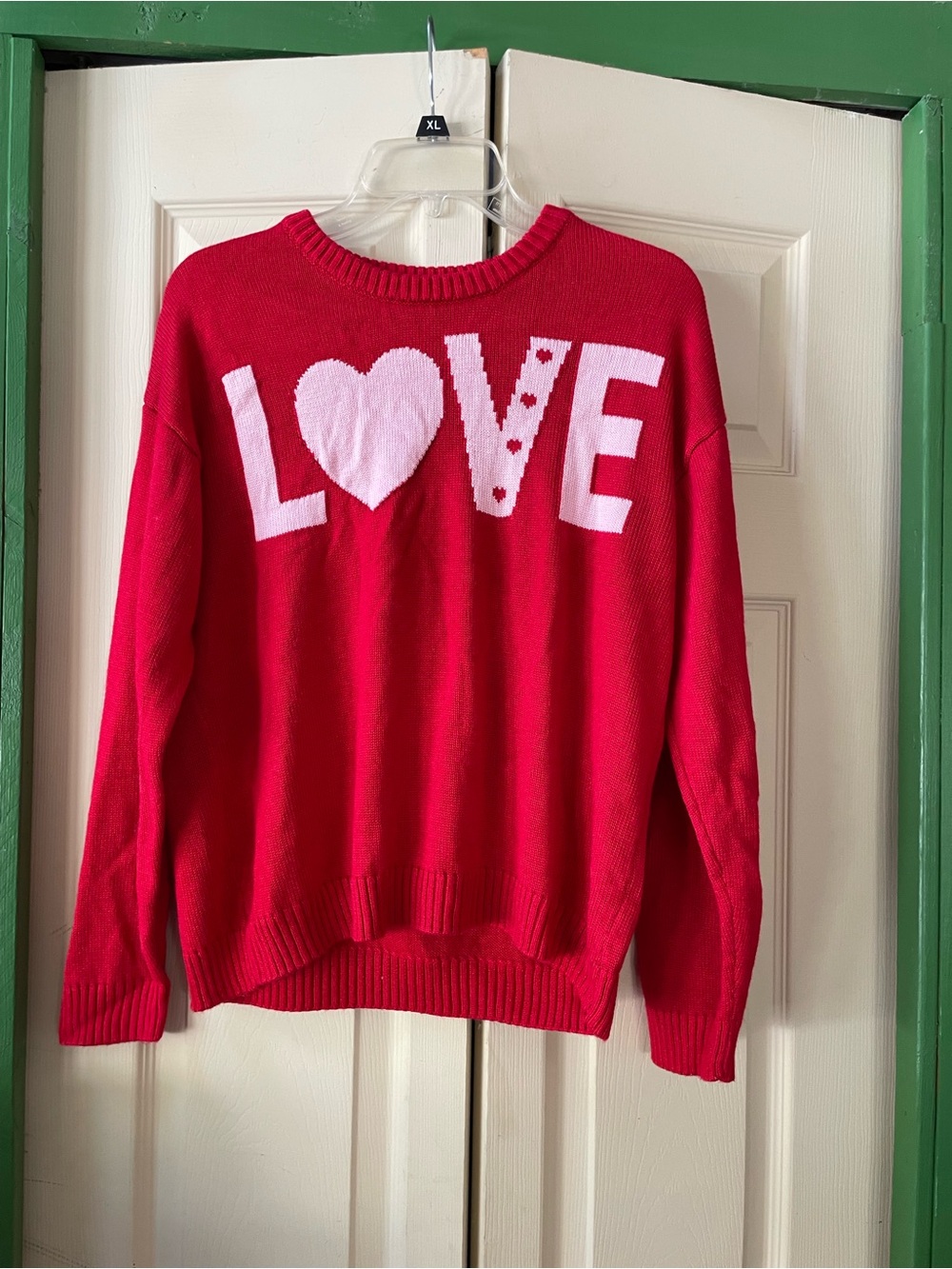 Red "LOVE" Crewneck Sweater - Women's
